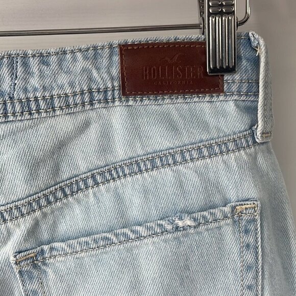 HOLLISTER high rise mom jean shorts 3” light denim distressed beach summer sz 25 - Picture 8 of 9